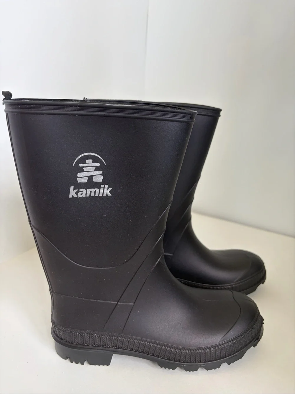 Kamik Black Waterproof Rubber Rain Boots Kids Size 4